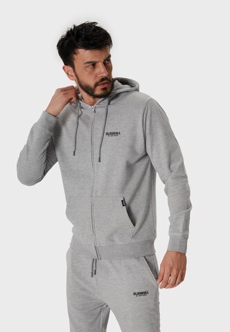 Oldskull Zip-Up Hoodie 'Basic Osk Logo' in Grey: front