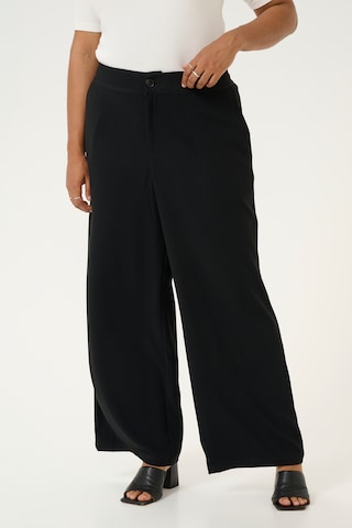 KAFFE CURVE Wide leg Broek 'KCRoxana' in Zwart: voorkant
