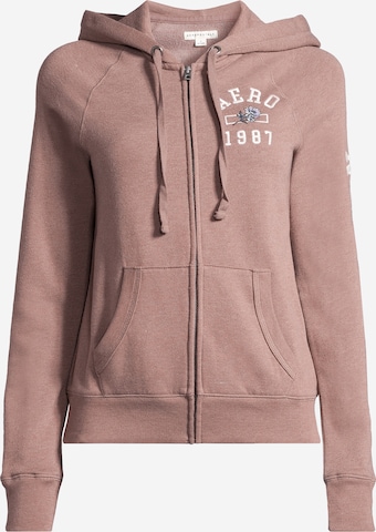 AÉROPOSTALE - Sudadera con cremallera en beige: frente