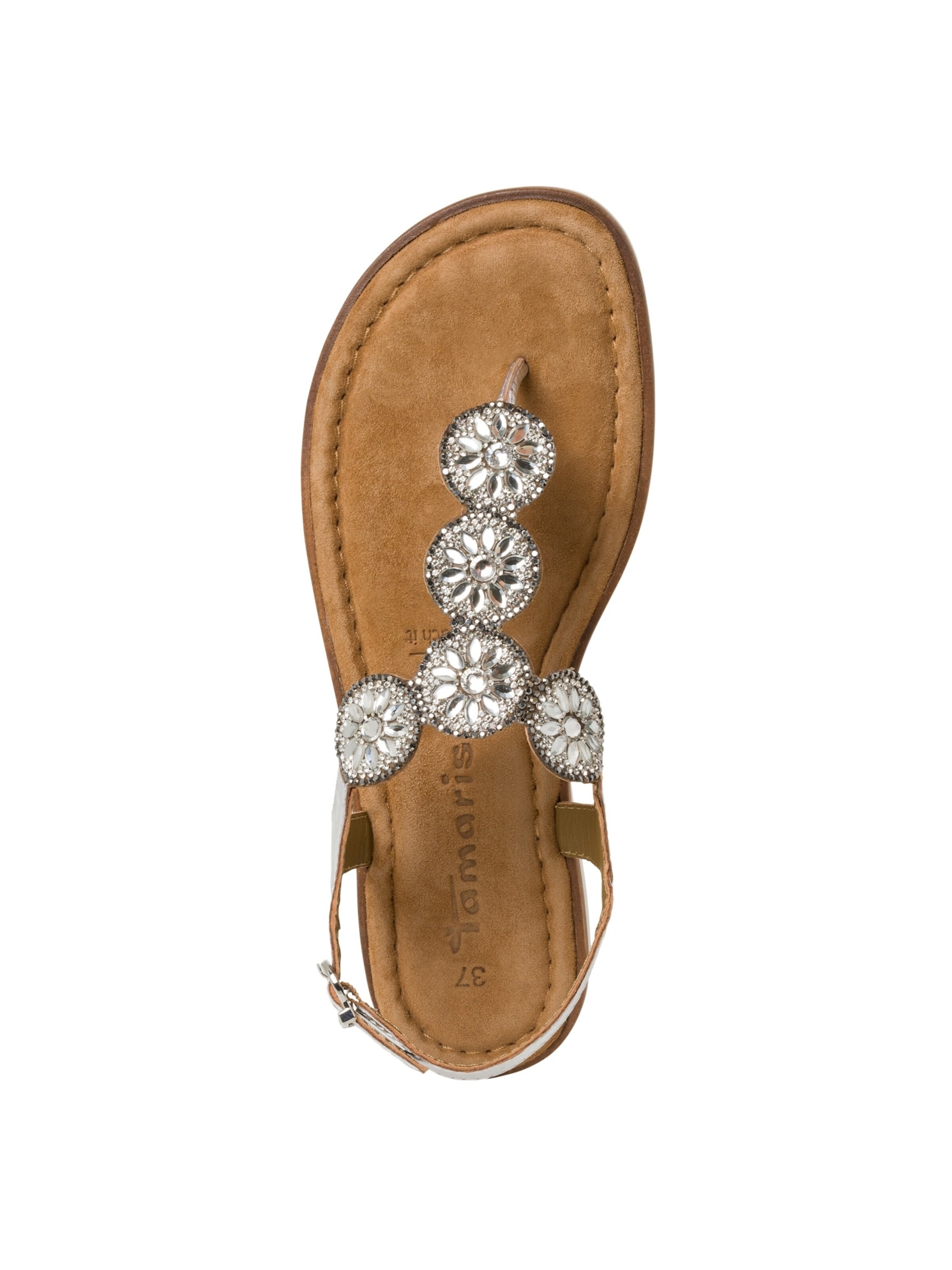 Tamaris T-Bar Sandals in Silver