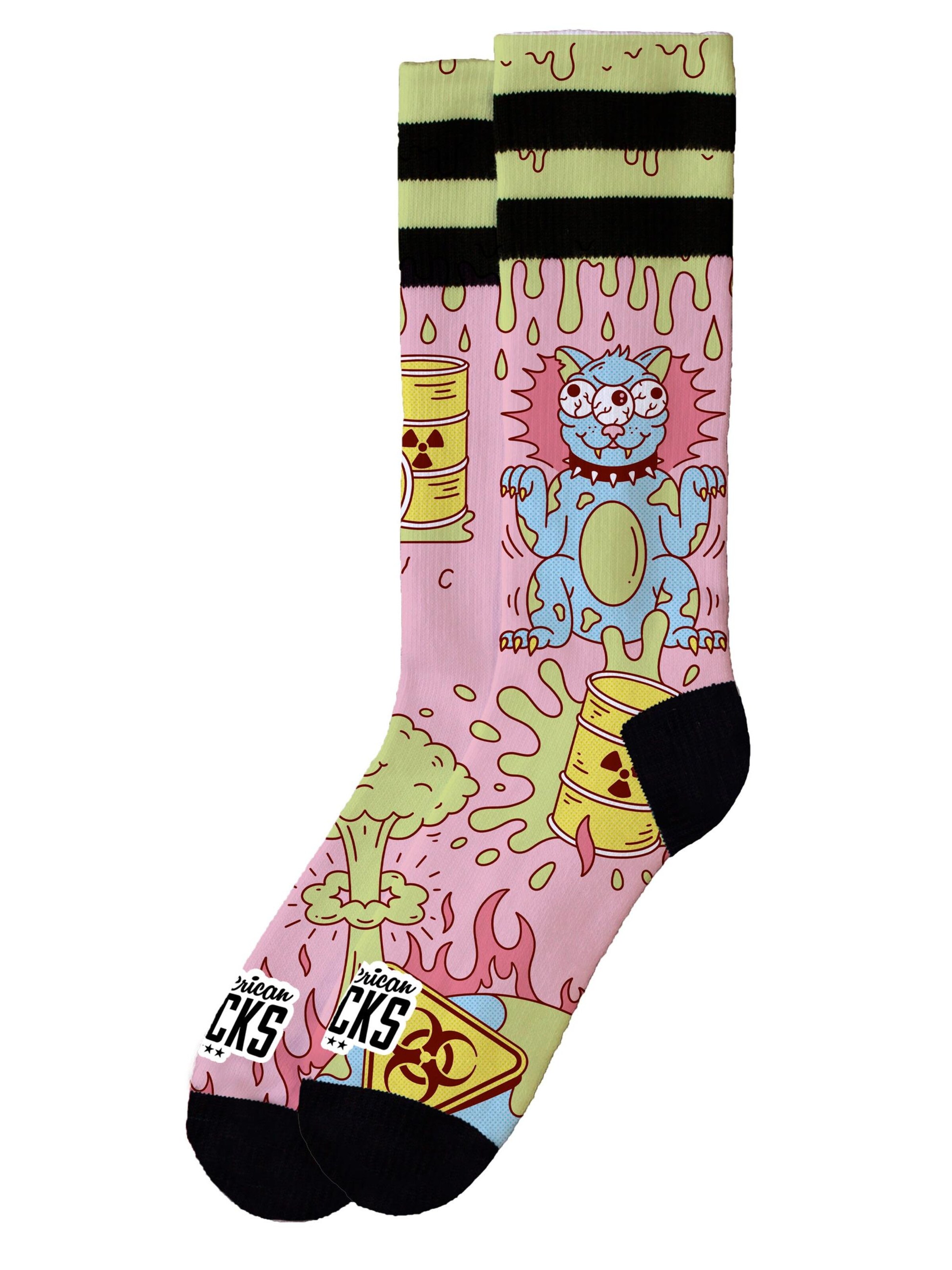 Chaussettes 'Radioactive - Mid High' American Socks en rose : devant