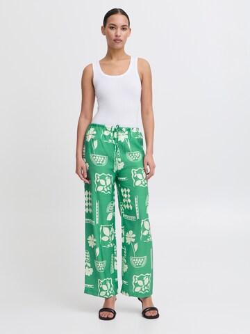 ICHI Wide Leg Hose 'IHYETTA' in Grün