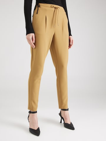 VERO MODA Tapered Pleated Pants 'CARLA' in Brown: front