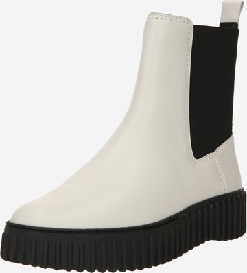 CLARKS Chelsea Boots 'Torhill Maple' in White: front