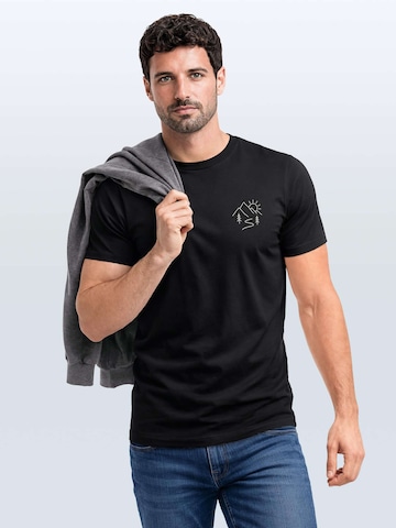 Neverless Shirt 'Berg Linie' in Black