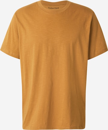 T-Shirt 'SLHAspen' SELECTED en marron : devant