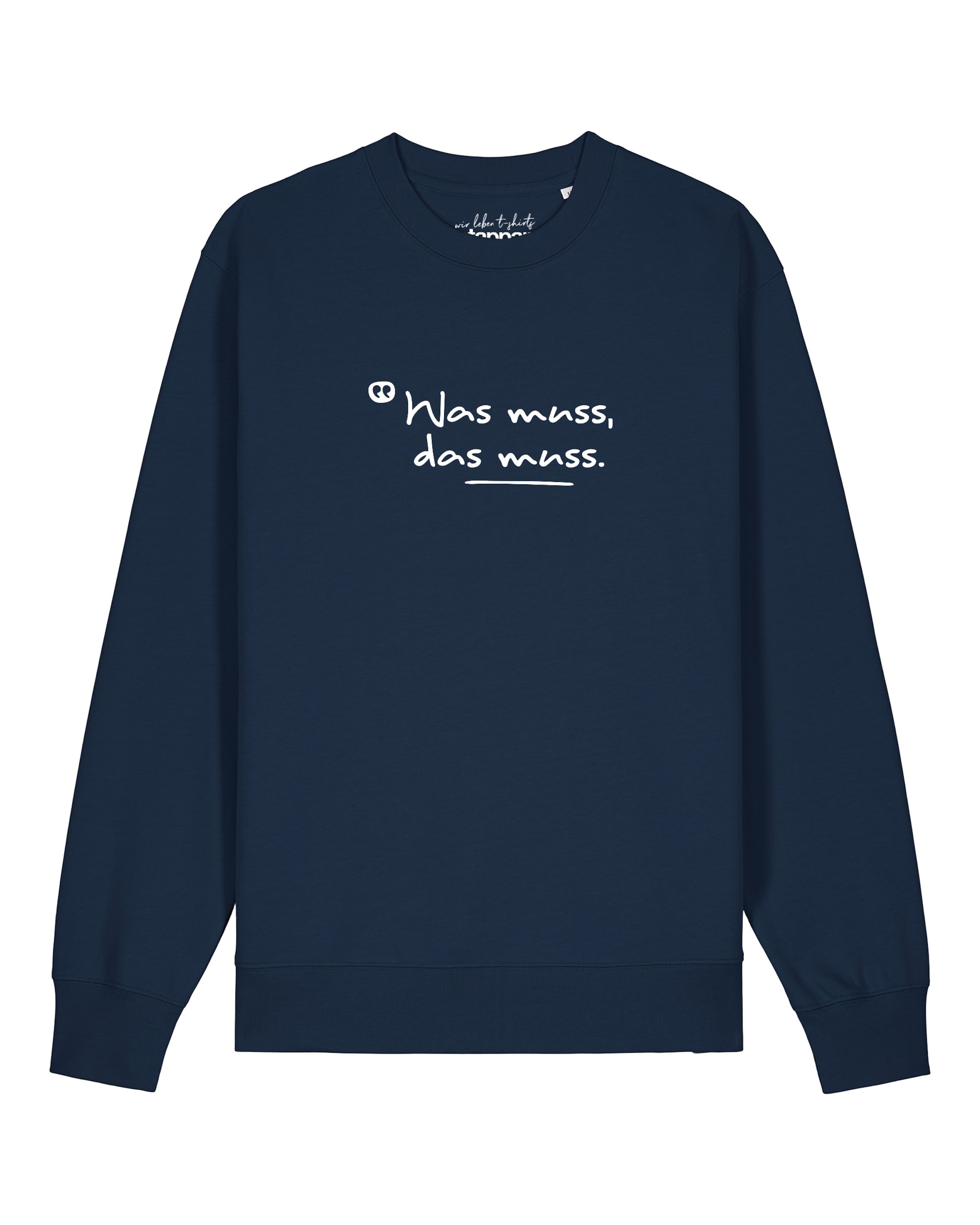 Watapparel Sweatshirt 'Was muss das muss' in Blauw: voorkant
