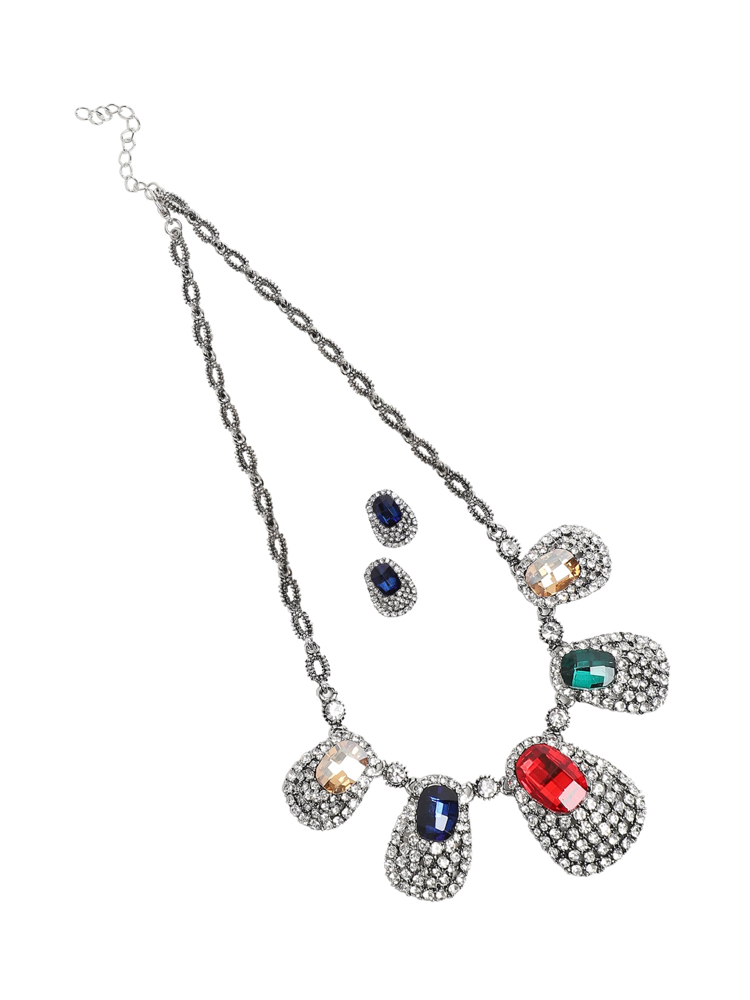 SOHI Zestaw biżuterii 'Radikha' w kolorze srebrny: przód