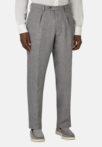 Boggi Milano Slim fit Pleat-front trousers in Grey: front