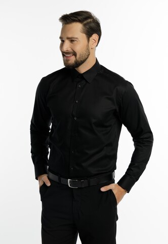 Regular fit Camicia business di DreiMaster Klassik in nero: frontale