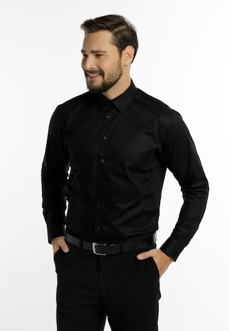 DreiMaster Klassik Regular fit Business Shirt in Black: front