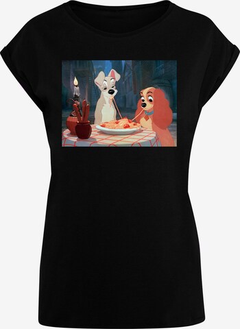 ABSOLUTE CULT Shirt 'Lady And The Tramp - Spaghetti' in Zwart: voorkant