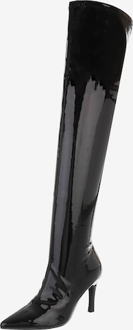 Ital-Design Overknees in Schwarz: Vorderseite