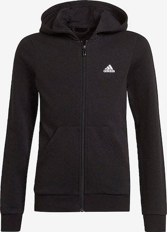 ADIDAS SPORTSWEAR Athletic Zip-Up Hoodie 'Essentials' in Black: front