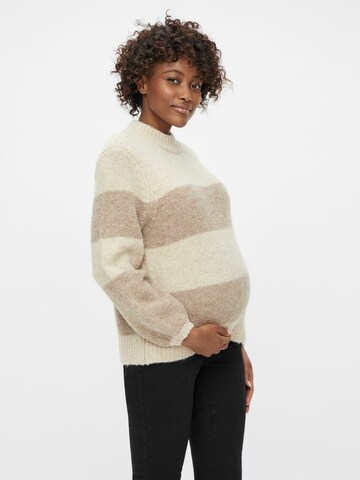 Pieces Maternity Trui 'Fania' in Beige: voorkant