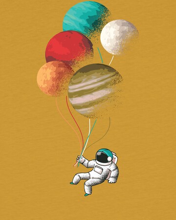 watabout.kids T-Shirt 'Balloon Spaceman' in Gelb
