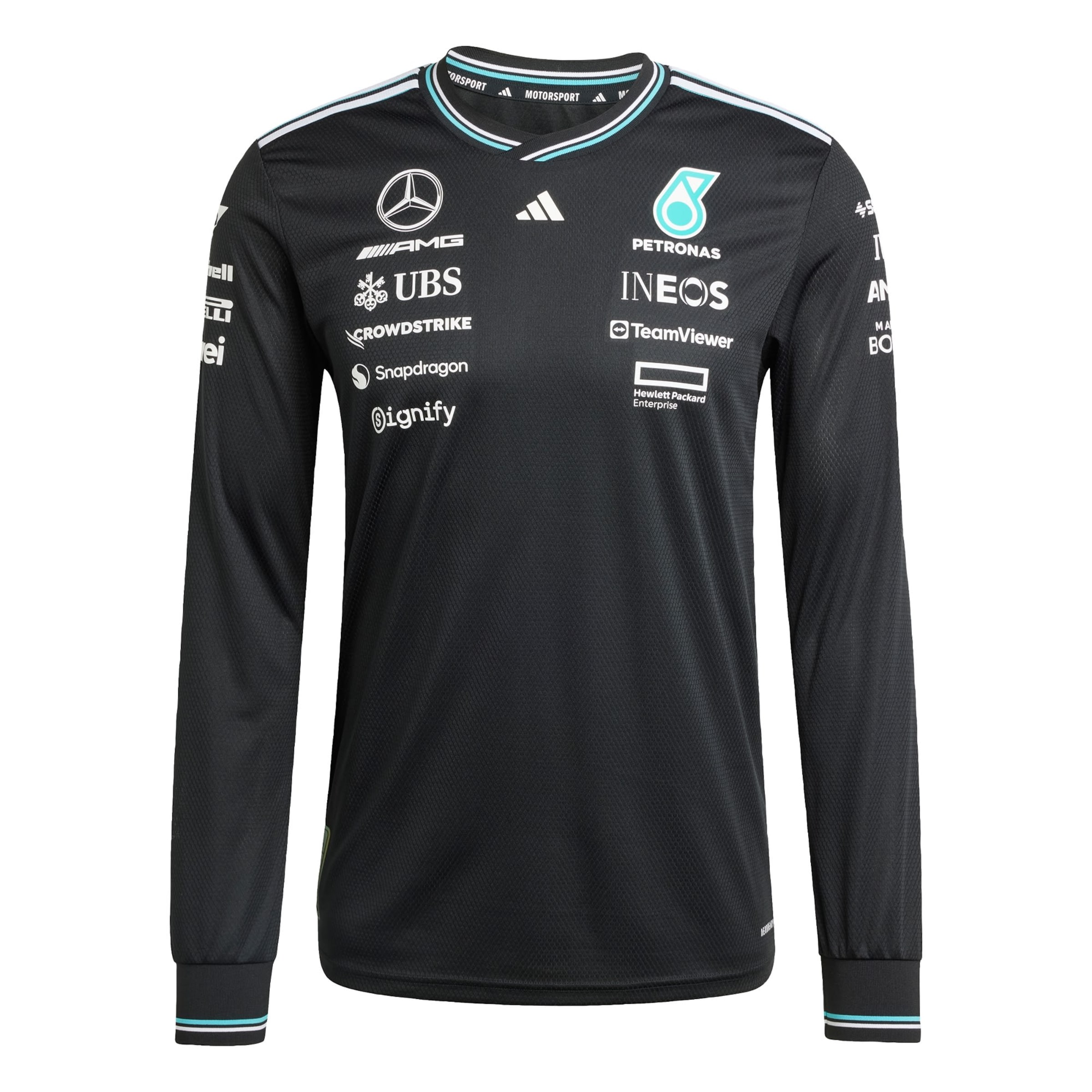 T-Shirt fonctionnel 'MERCEDES - AMG PETRONAS FORMULA ONE TEAM DRIVER JERSEY AUTHENTIC LONG' ADIDAS PERFORMANCE en noir : devant