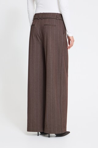 ICHI Wide leg Broek in Bruin