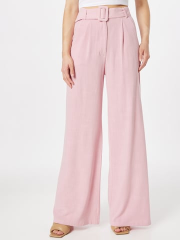 Nasty Gal Wide leg Pleat-front trousers in Pink: front