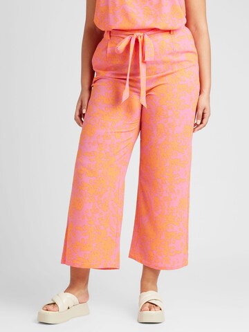 ONLY Carmakoma Wide leg Broek 'LUX' in Roze: voorkant