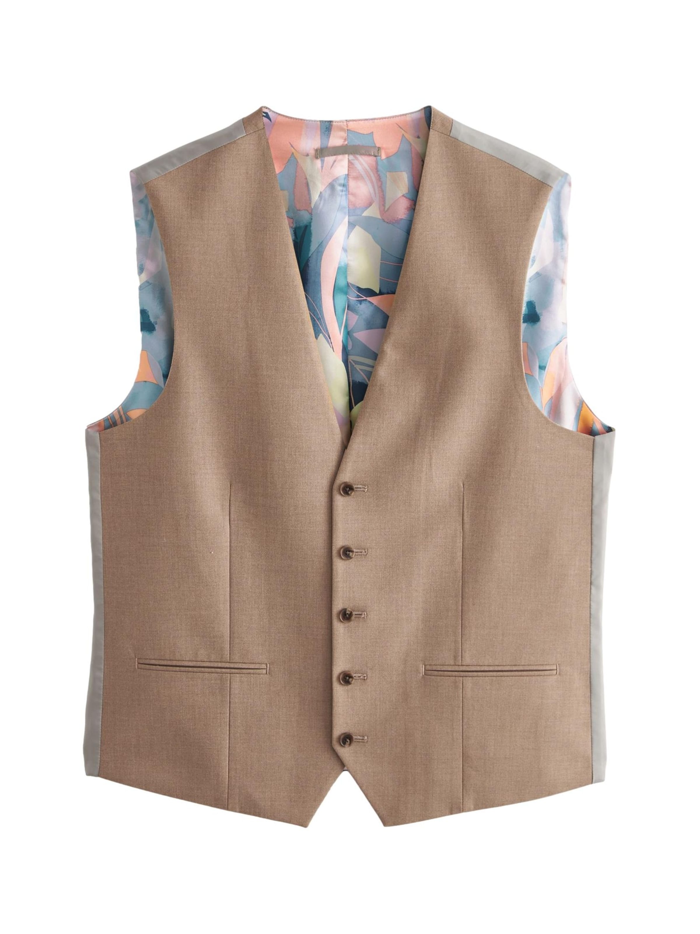Next Suit Vest in Brown: front