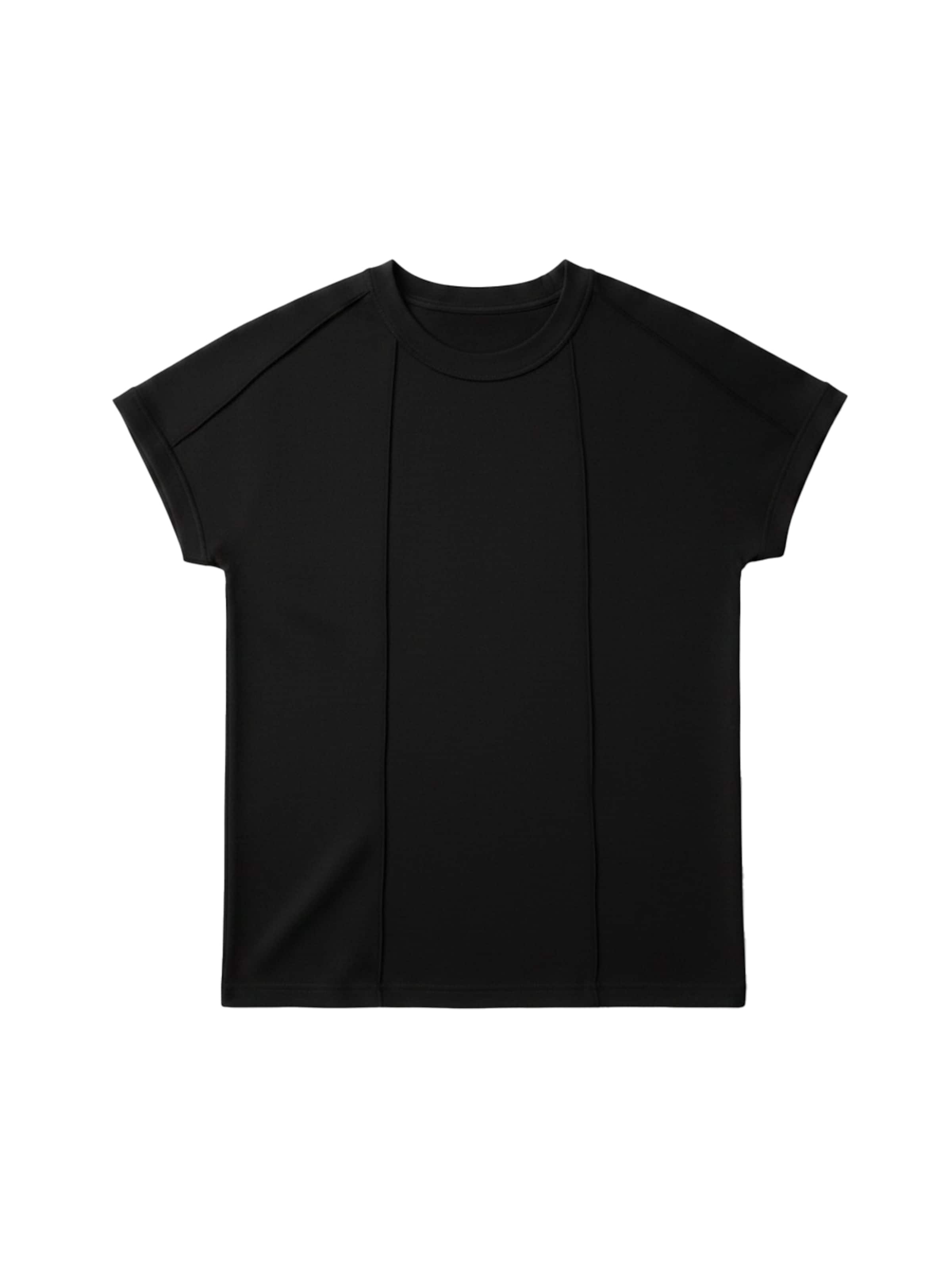 Kleidermafia - Camiseta 'Oversized Batwing Seam-Detail T-Shirt - Black' en negro: frente