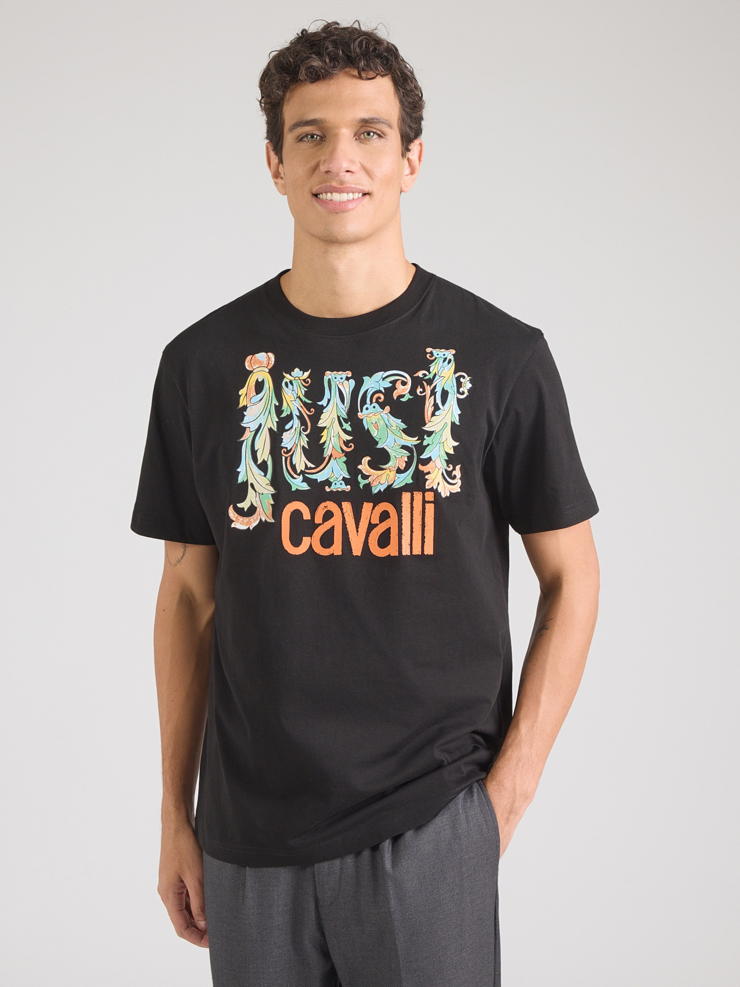 トップス just cavalli baroque star design longtee Just Cavalli Shirt in Black | ABOUT YOU