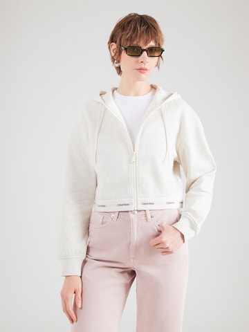 Regular Veste de survêtement Calvin Klein Jeans en beige : devant