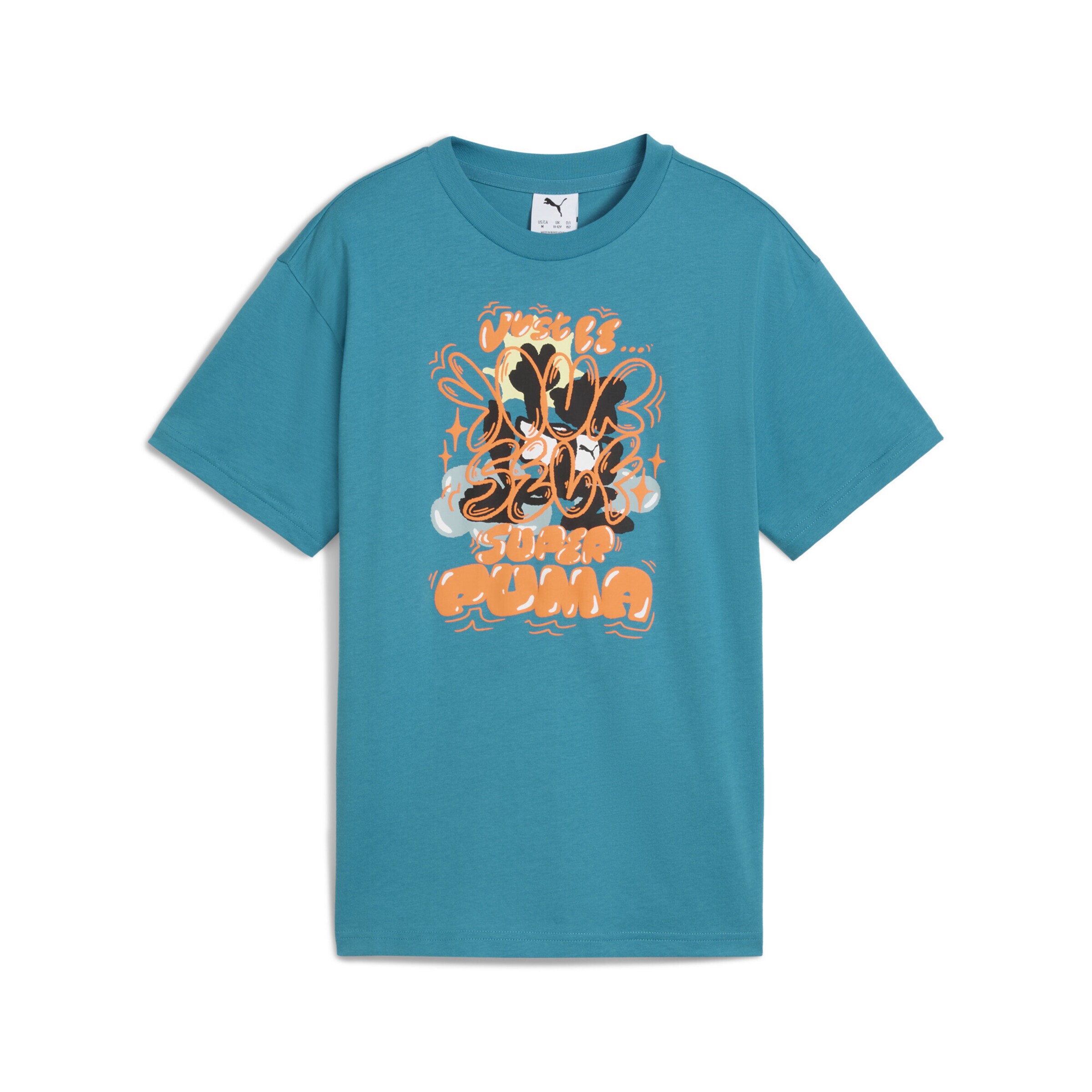 PUMA Shirt in Blue / Pastel yellow / Orange / Black, Item view