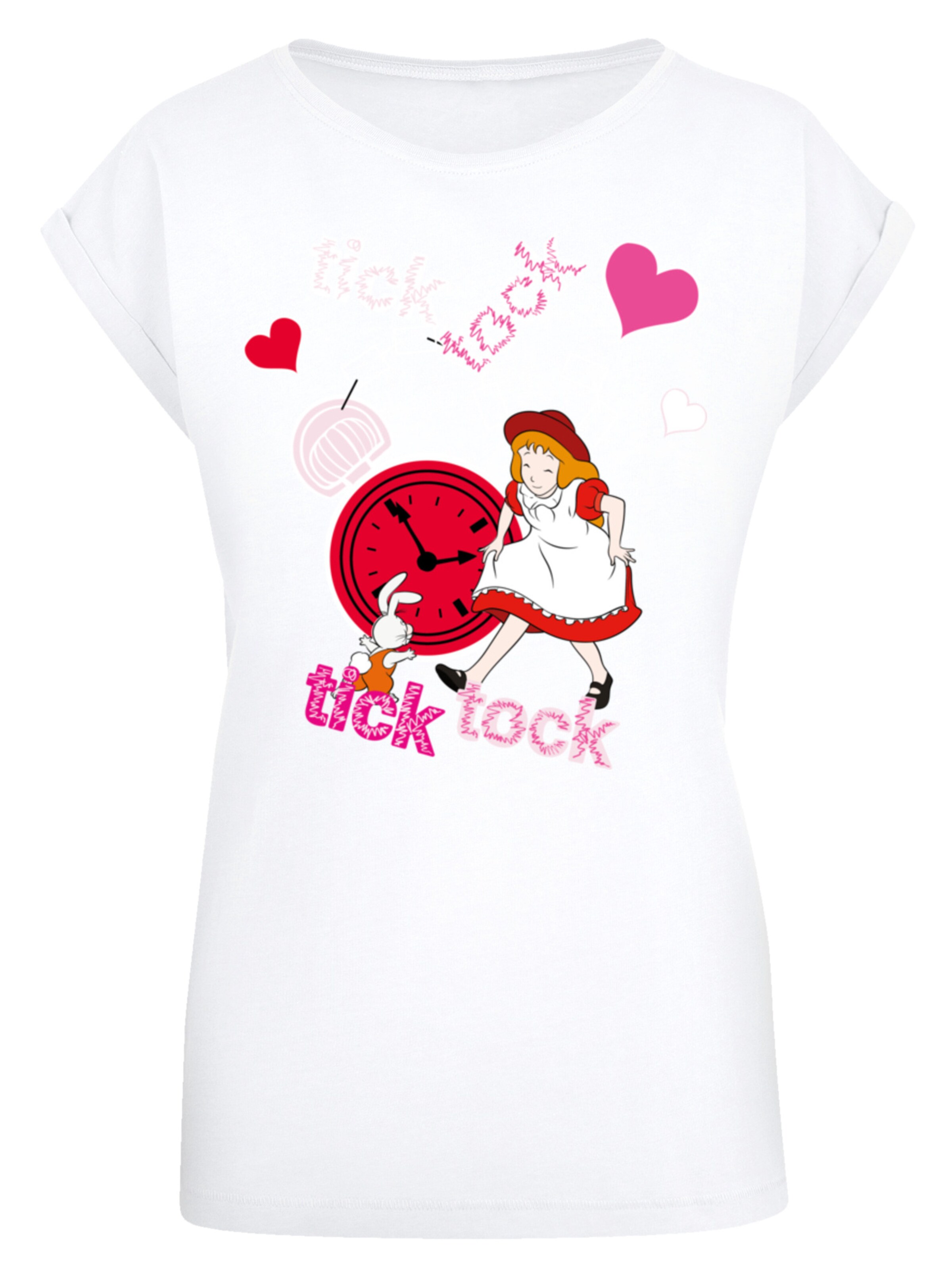 F4NT4STIC Shirt 'Alice im Wunderland Tick Tock' in Wit: voorkant