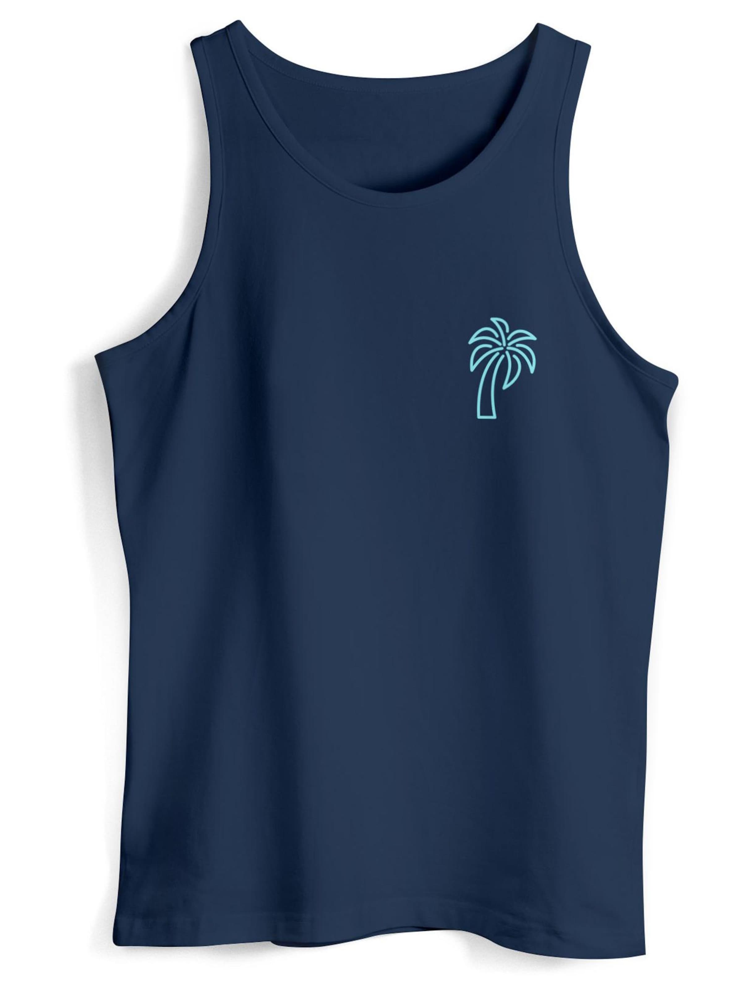 Neverless Shirt 'Palm Lineart' in Blue: front