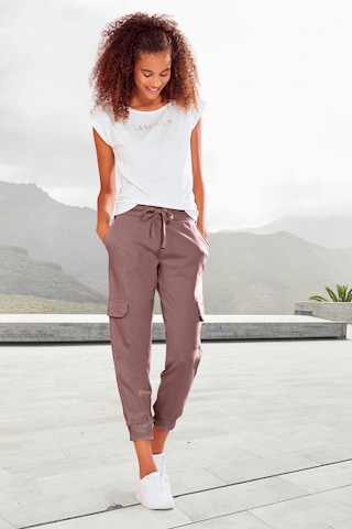 LASCANA Regular Cargo Pants in Brown: front