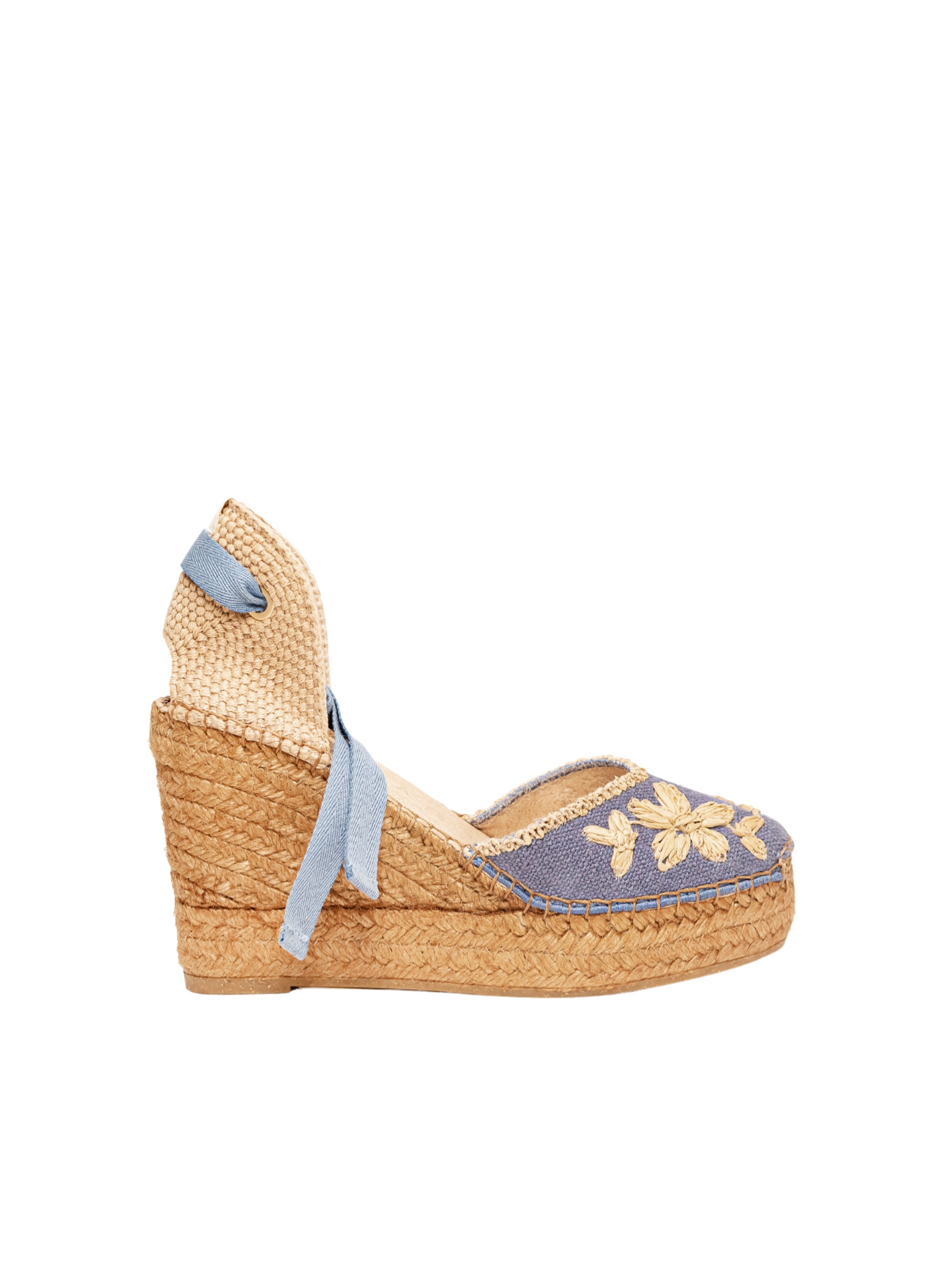 Sandalo 'Alpargata Cuña 10 cm' di Alhamas in blu: frontale