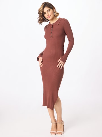 Warehouse Knitted dress in Brown: front