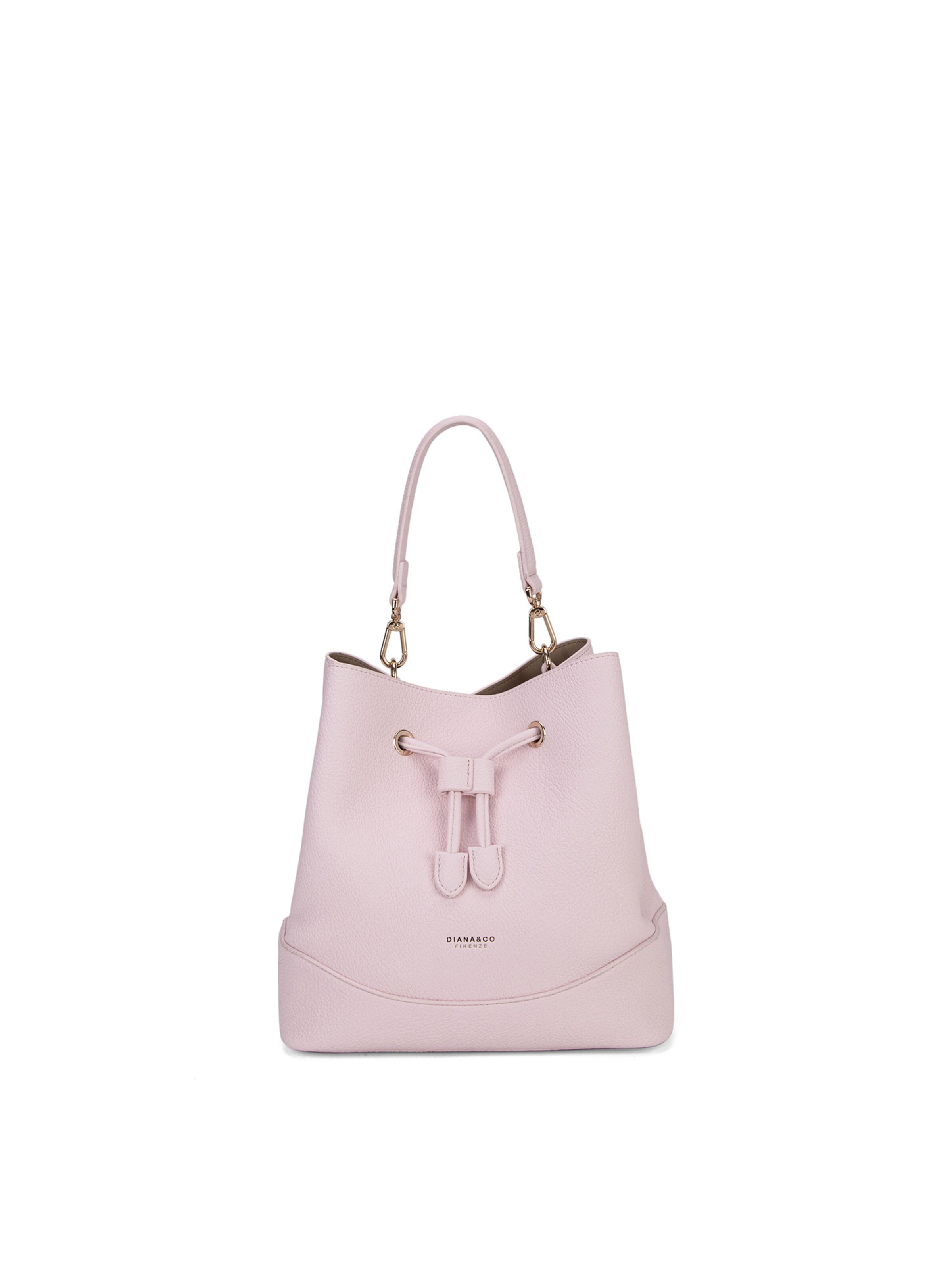 Borsa a mano 'Borsa a Mano Donna Vegan Leather con Coulisse e Tracolla Rimovibile' di Diana&Co. in rosa: frontale