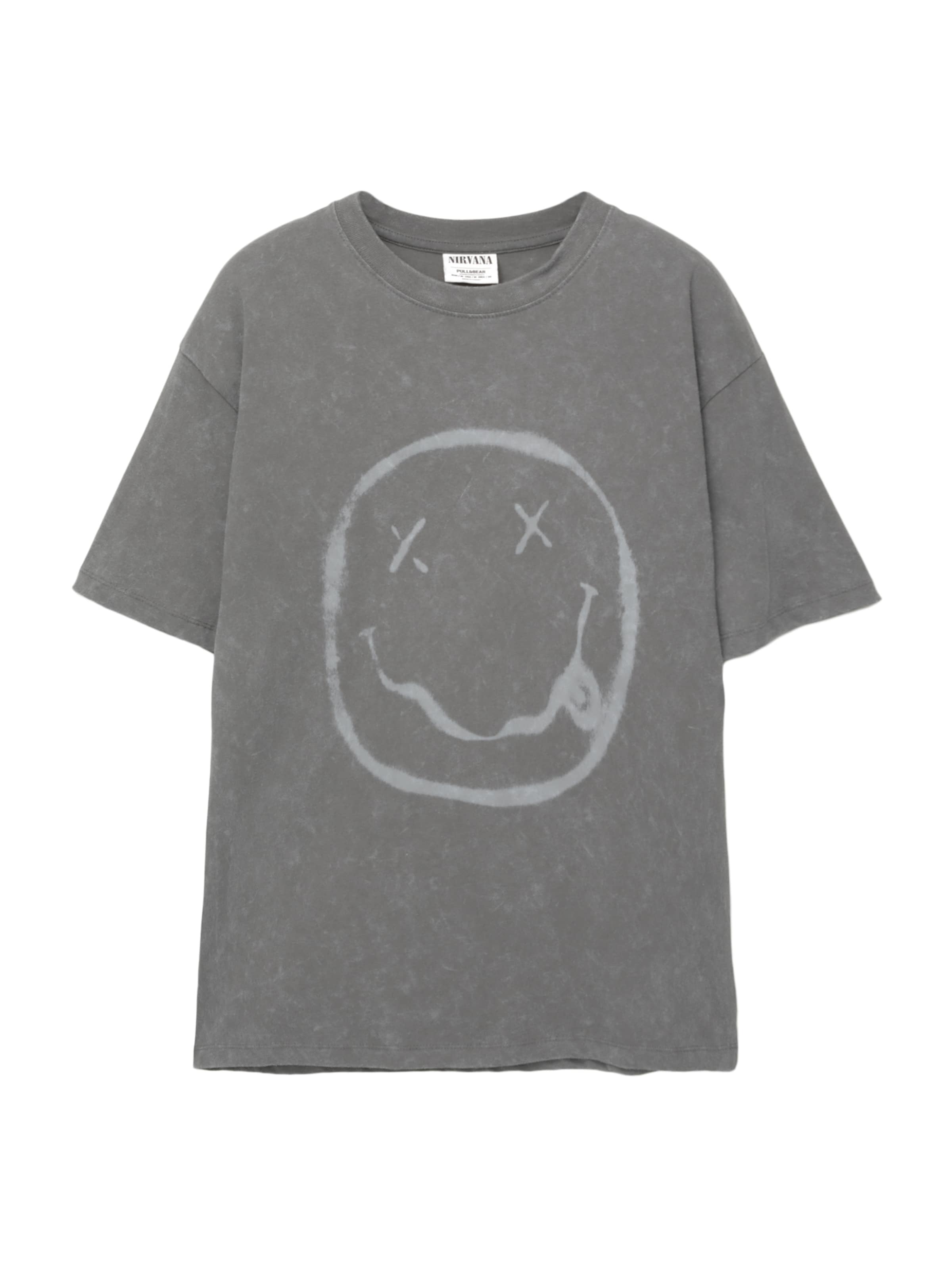 Pull&Bear Bluser & t-shirts 'NIRVANA SMILEY' i lysegrå / mørkegrå, Produktvisning