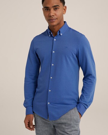 WE Fashion Slim fit Button Up Shirt in Blue: front