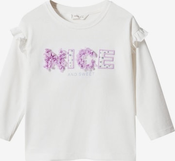 Tricou 'NICE' de la MANGO KIDS pe alb: față