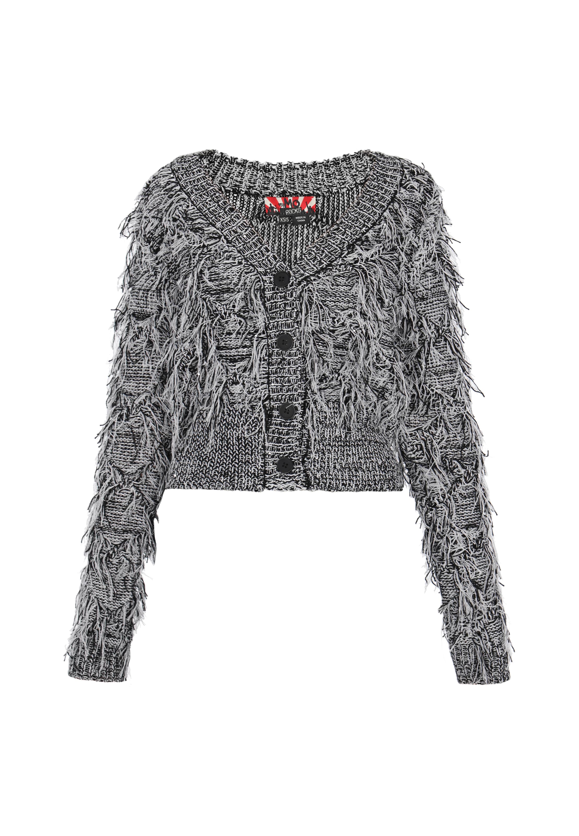 myMo ROCKS Πλεκτή ζακέτα σε μαύρο: μπροστά