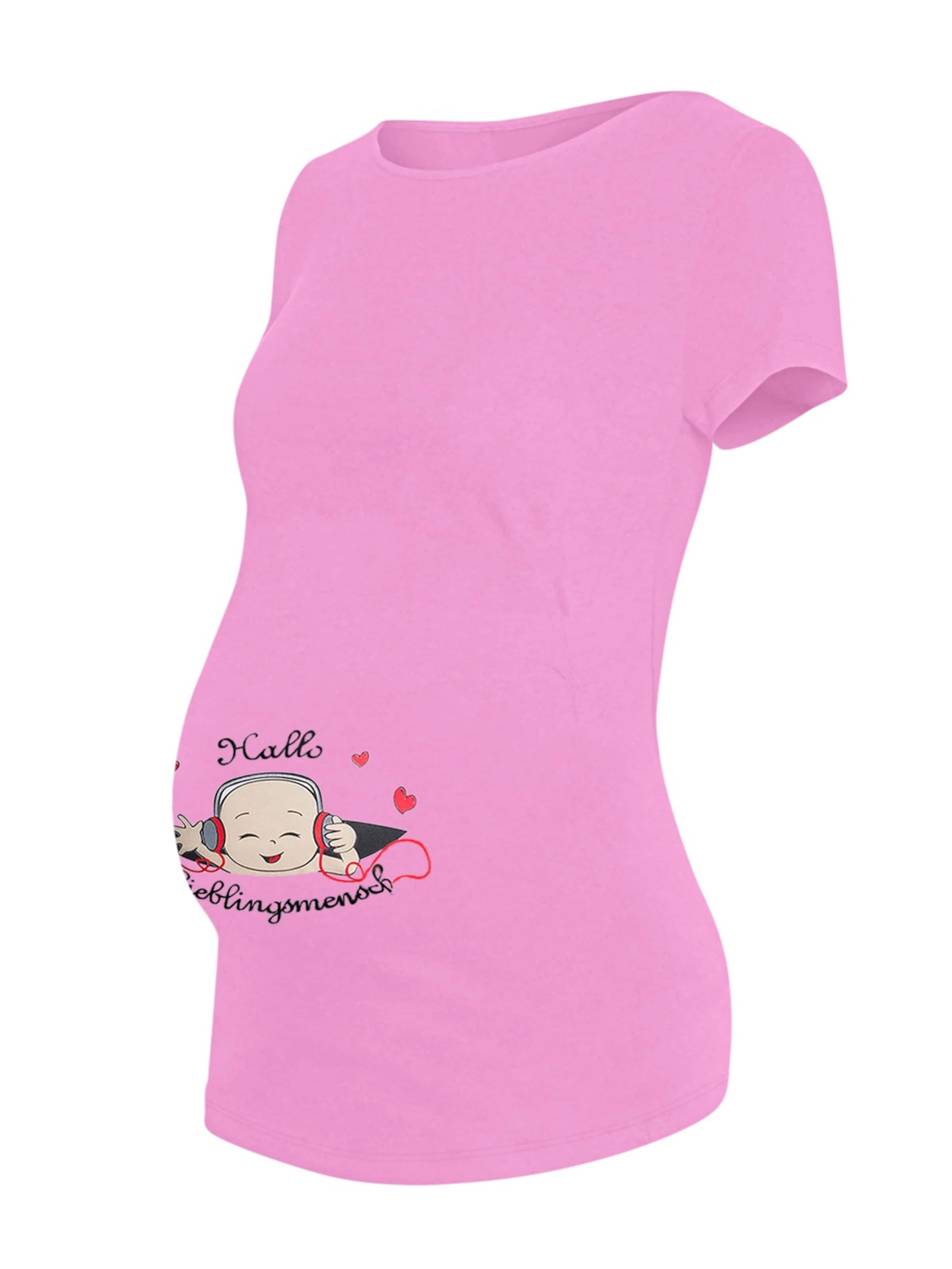 M.M.C. Shirt 'Hallo Lieblingsmensch Umstandsshirt' in Pink: front