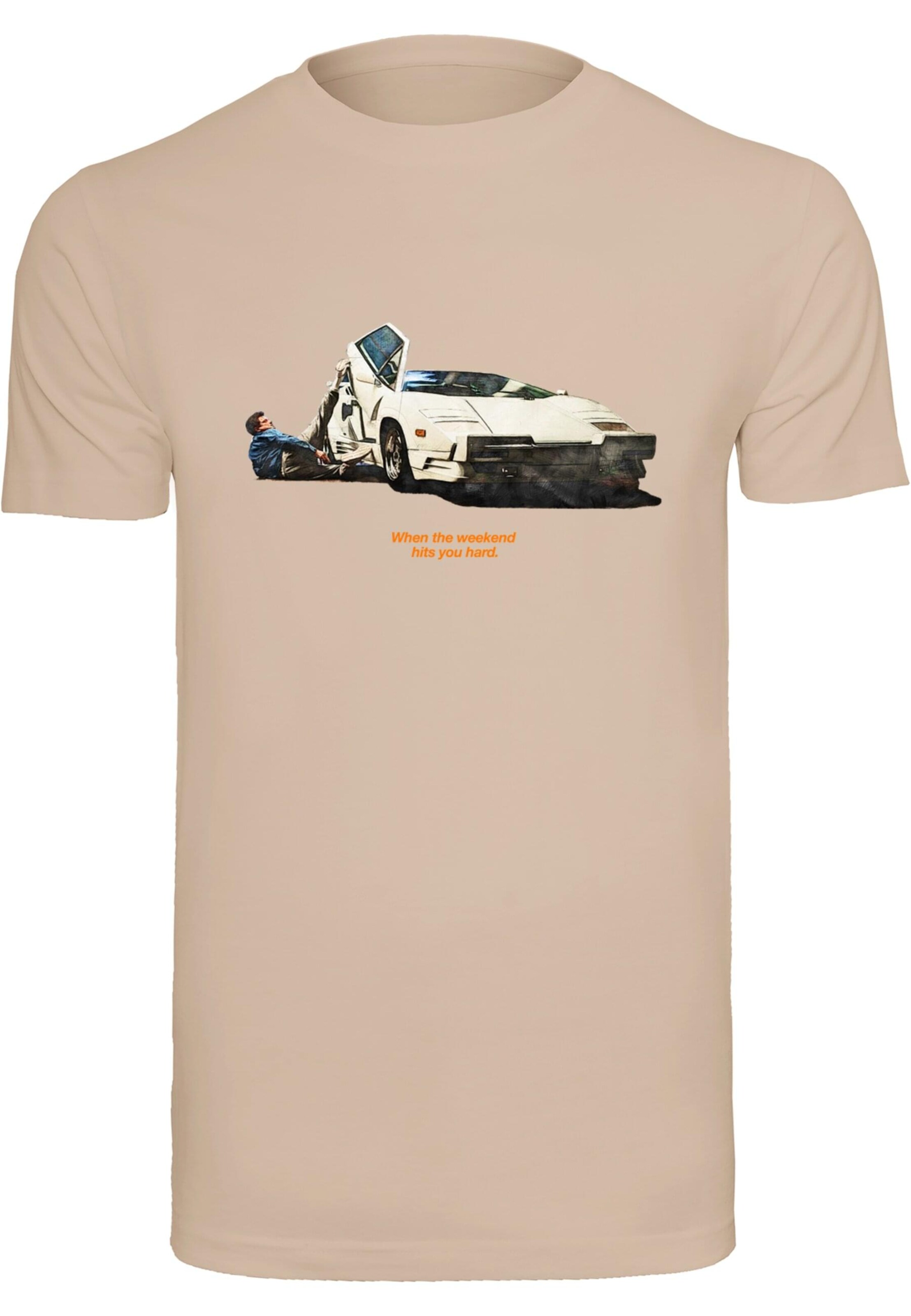 T-Shirt 'Weekend Wolf' Mister Tee en beige : devant