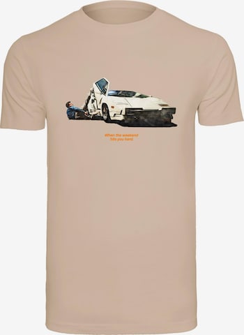 Mister Tee Shirt 'Weekend Wolf' in Beige: front