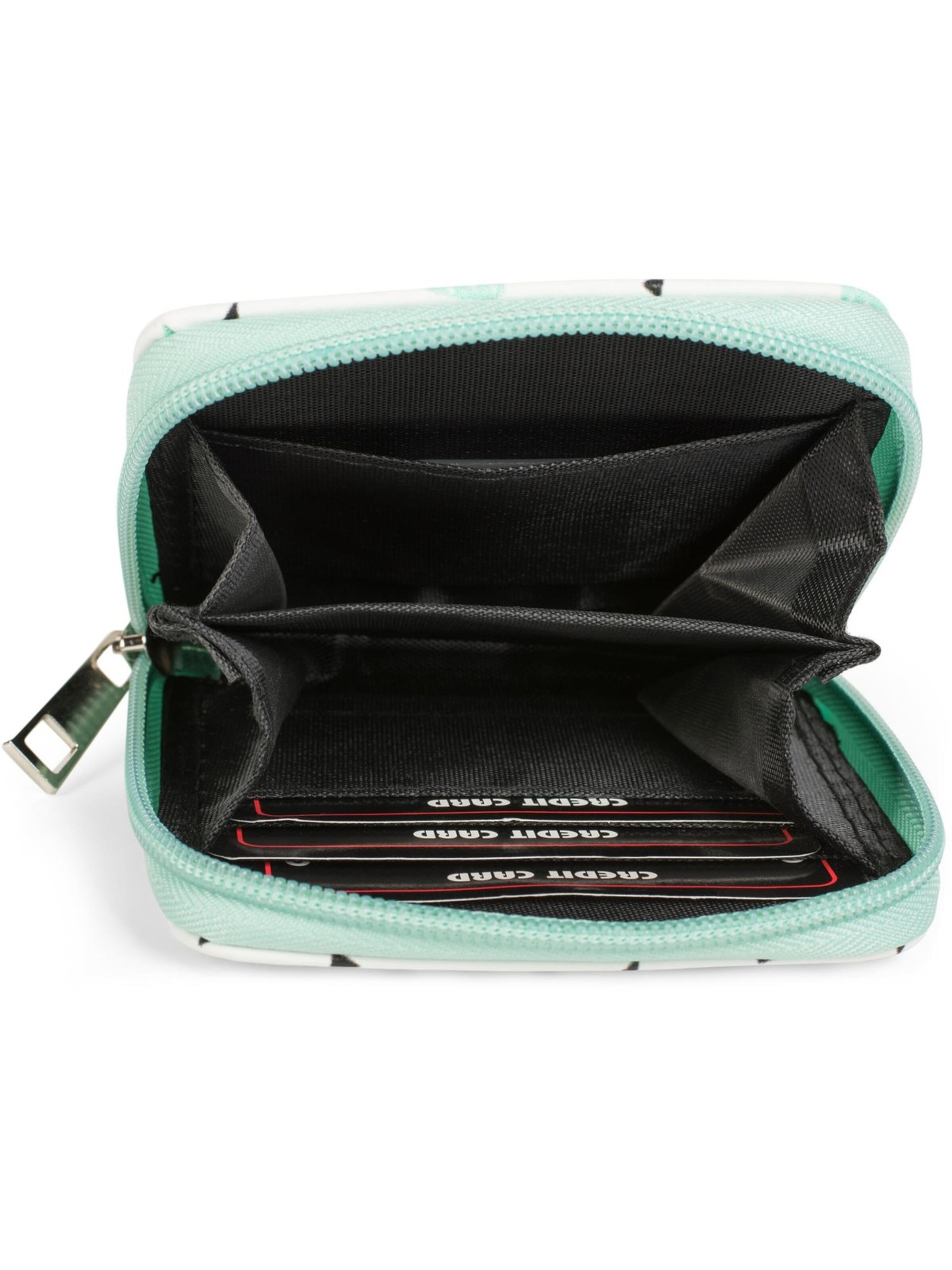 styleBREAKER Portemonnaie 'Mini Geldbörse mit Kaktus Muster'‌‌‌‌‌‌‌‌‌ in Weiß