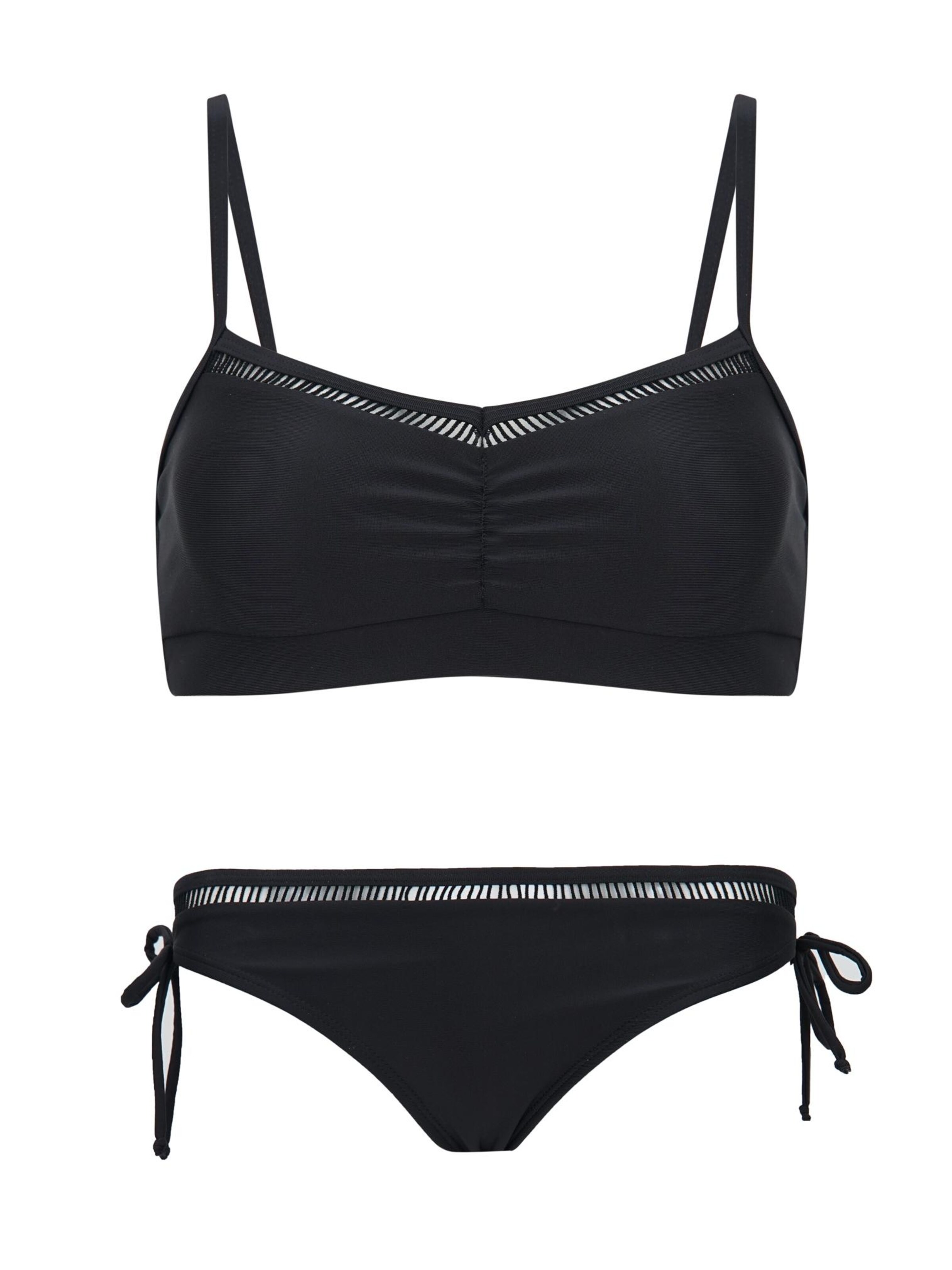 La V Triangel Bikini 'Bikini classic met kant detail' in Zwart: voorkant
