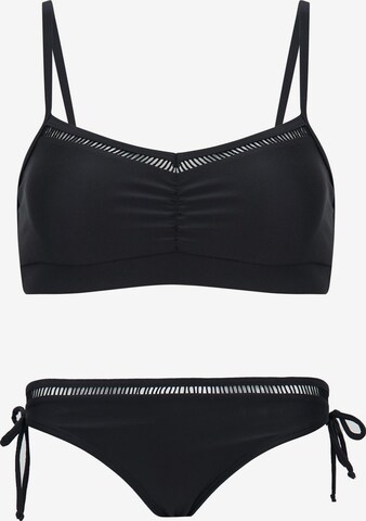 La V Bikini 'Bikini classic met kant detail' in Zwart: voorkant