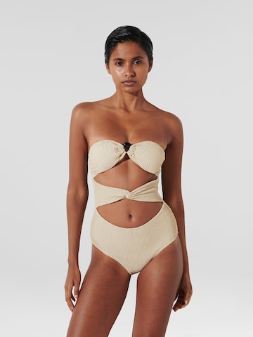 Karl Lagerfeld Swimsuit 'Dna Strapless' in Beige: front