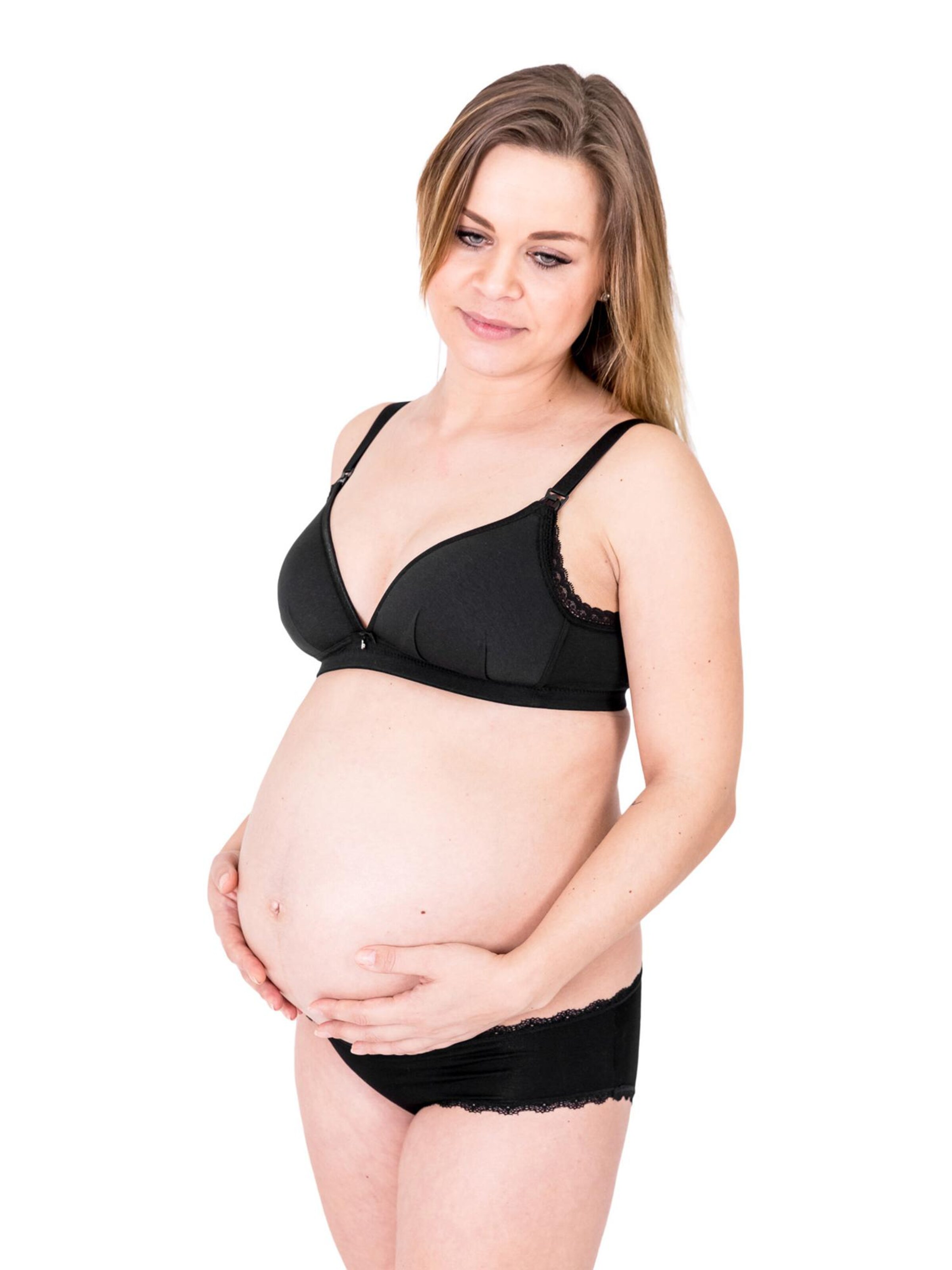 petit amour T-shirt Nursing Bra 'GRETA' in Black: front