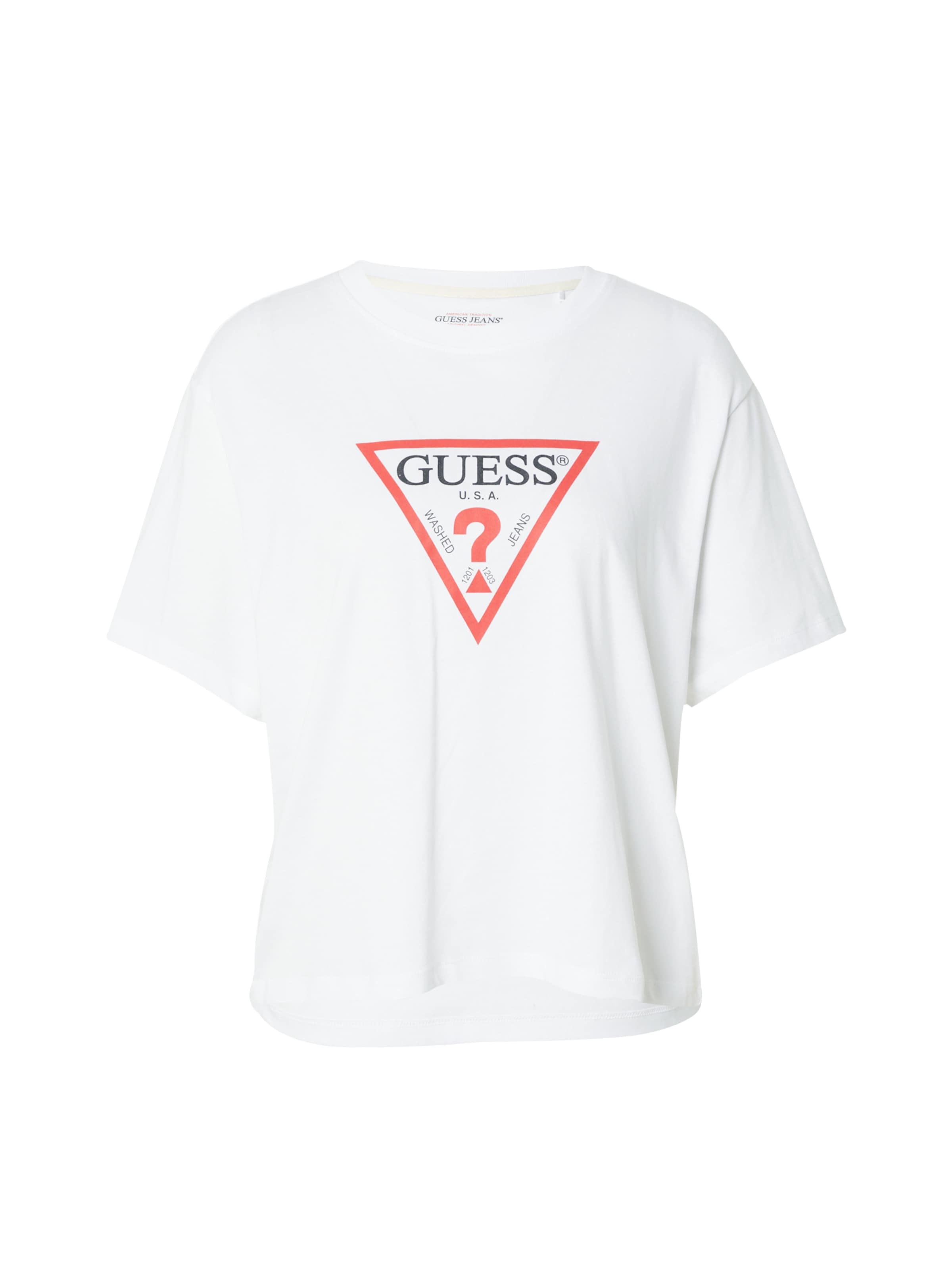 Tricou 'ICONIC' de la GUESS JEANS pe alb: față