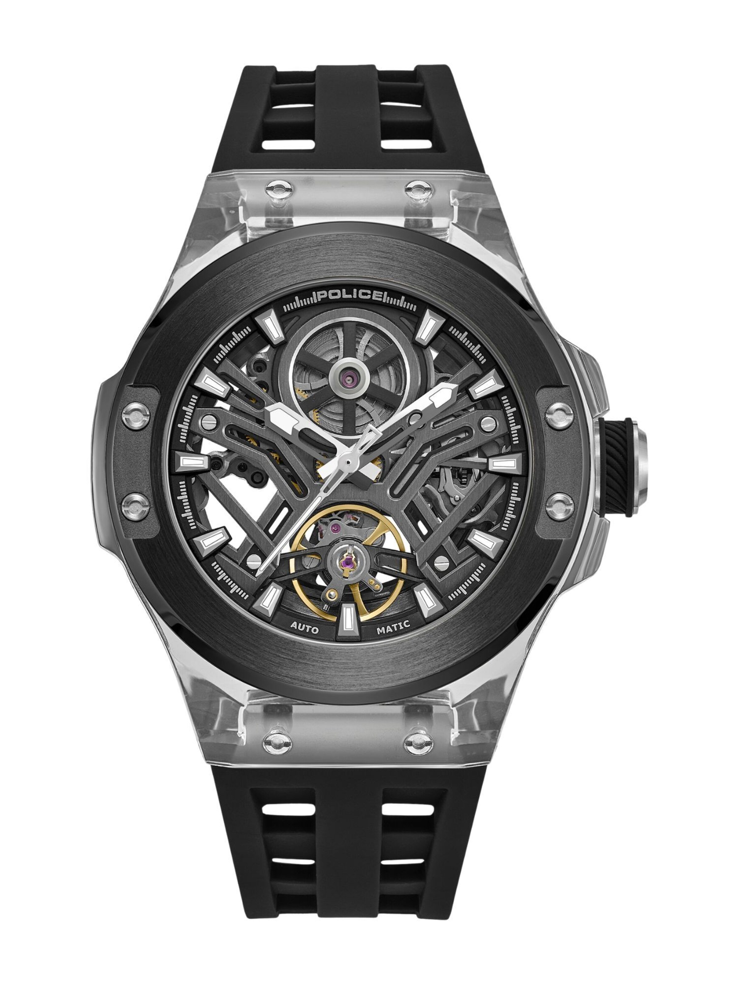 POLICE Analoguhr ' Cyclone ' in Schwarz: Vorderseite