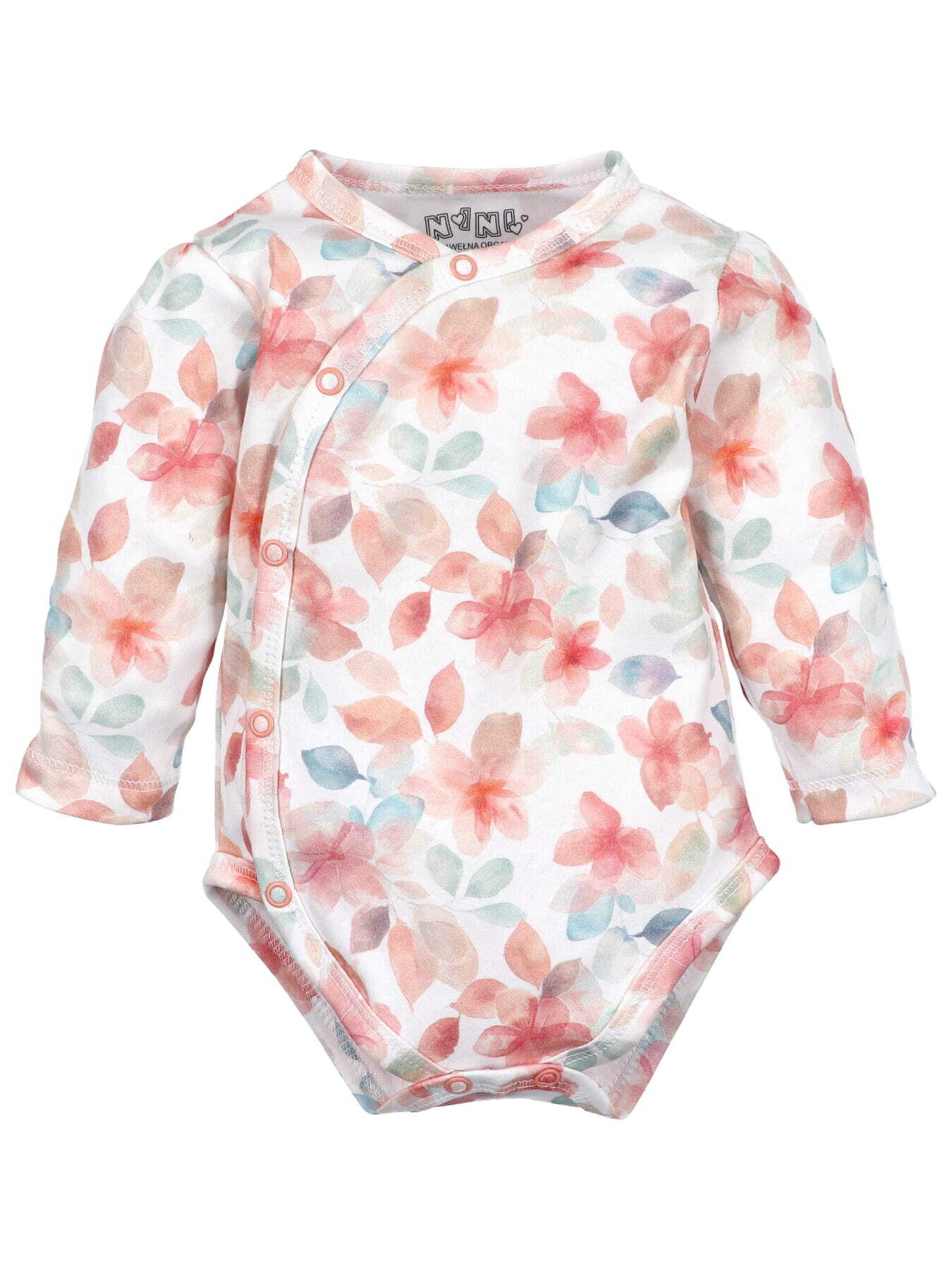 NINI Rompertje/body 'Floral' in Wit: voorkant